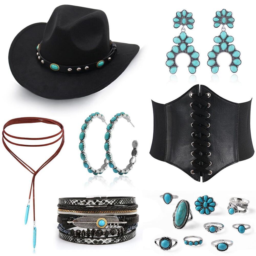 3296 17pcs Western Cowgirl Costume Set Outfits For Boho Cowboy
